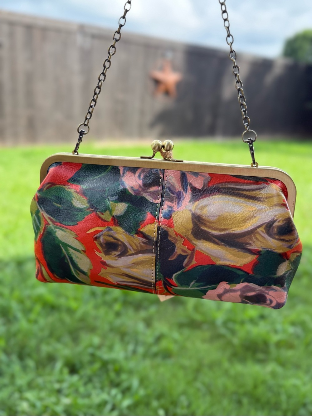 Patricia Nash Italian Leather Floral Tooled Kiss-Lock Clutch Bag - Picture 7 of 10